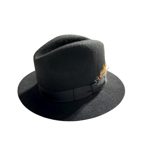 Vintage Black Fedora Hat with Feather Accent – “Created By Charm” Made in USA - Picture 6 of 12